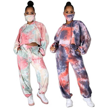 New Women tie dye hoodie jogger set sweat suits